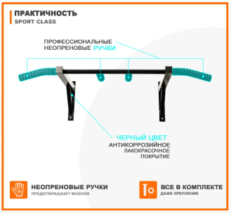 Турник широкий и узкий хват Sport Class, домашний турник для супер тренировок.