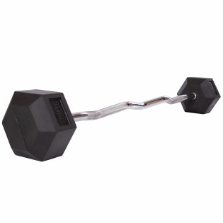 Штанга фиксированная изогнутая обрезиненная Rubber Hexagon Barbell Zelart TA-6231-30 30кг