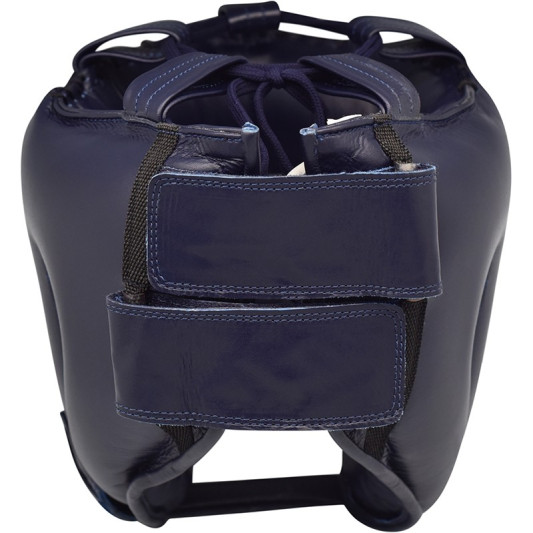 Боксерський шолом з бампером RDX Leather Pro Blue L