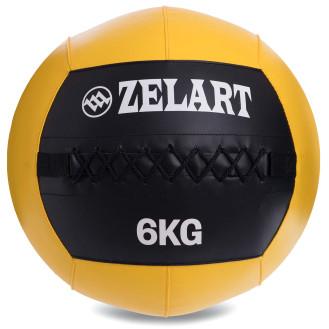 М'яч для кросфіту та тренувань волбол Wall Ball FI-5168-6 6 кг чорний-жовтий