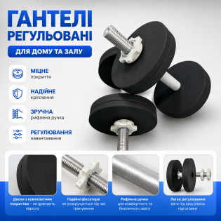 Гантели наборные стальные 2x12 кг с порошковой покраской