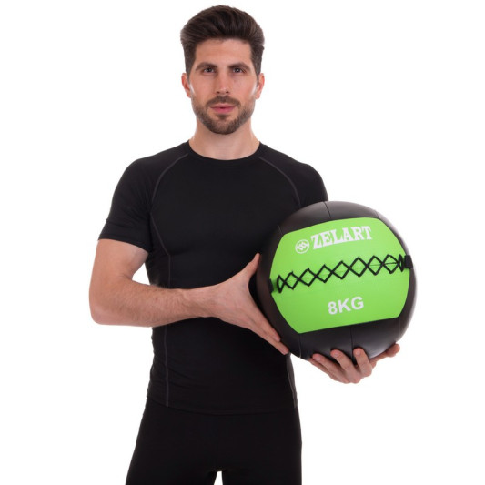 М'яч набивний для кросфіту Wall Ball FI-5168-8 8 кг чорний-зелений