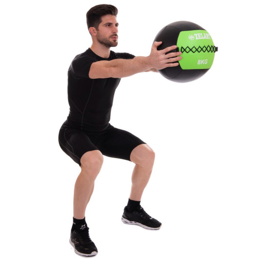 М'яч набивний для кросфіту Wall Ball FI-5168-8 8 кг чорний-зелений