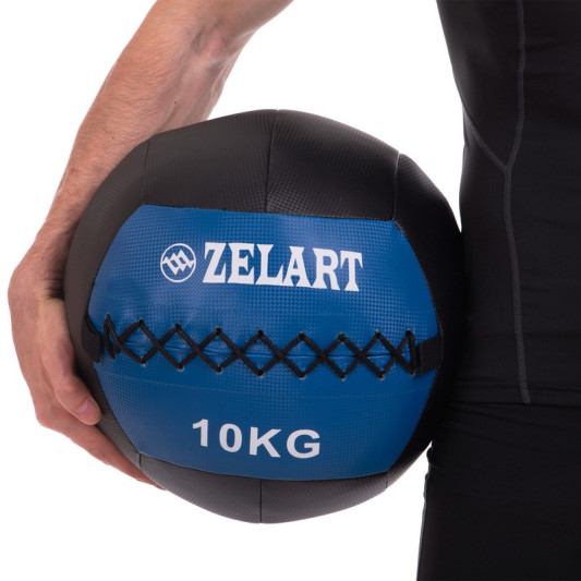 М'яч набивний для кросфіту Wall Ball FI-5168-10 10 кг чорний-синій