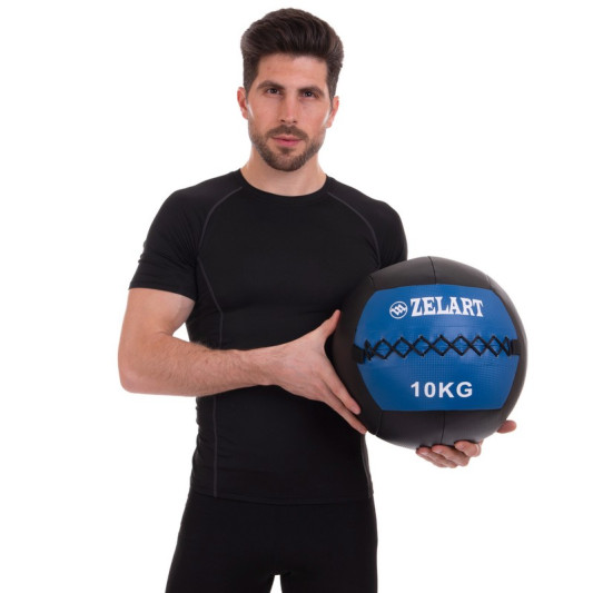 М'яч набивний для кросфіту Wall Ball FI-5168-10 10 кг чорний-синій