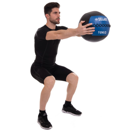 М'яч набивний для кросфіту Wall Ball FI-5168-10 10 кг чорний-синій
