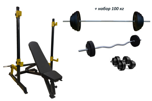 Лава PE208 + Стійки Round PRO + 4 грифа + 100 кг металевих дисків