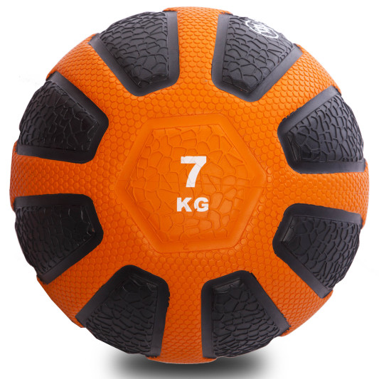 Мяч-медбол для кроссфита Medicine Ball FI-0898-7 7 кг черный-оранжевый