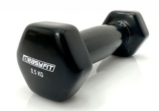 Гантель для фитнеса 0.5 кг EasyFit с виниловым покрытием черный