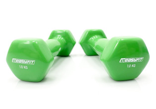 Гантель для фитнеса 1.0 кг EasyFit с виниловым покрытием салатовый