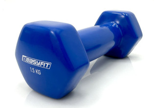 Гантель для фитнеса 1.5 кг EasyFit с виниловым покрытием синий