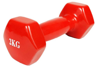 Гантель для фитнеса 2.0 кг EasyFit с виниловым покрытием красный