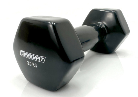 Гантель для фитнеса 3.0 кг EasyFit с виниловым покрытием черный