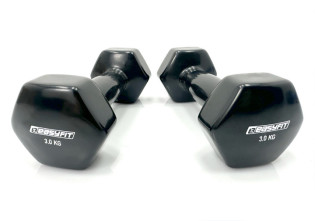 Гантель для фитнеса 3.0 кг EasyFit с виниловым покрытием черный