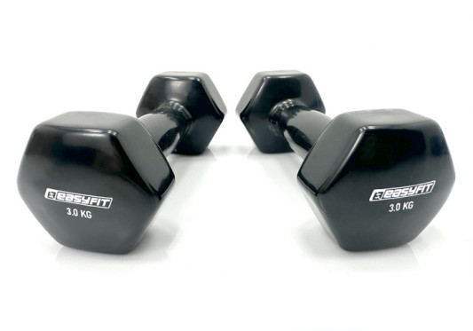 Гантель для фитнеса 3.0 кг EasyFit с виниловым покрытием черный