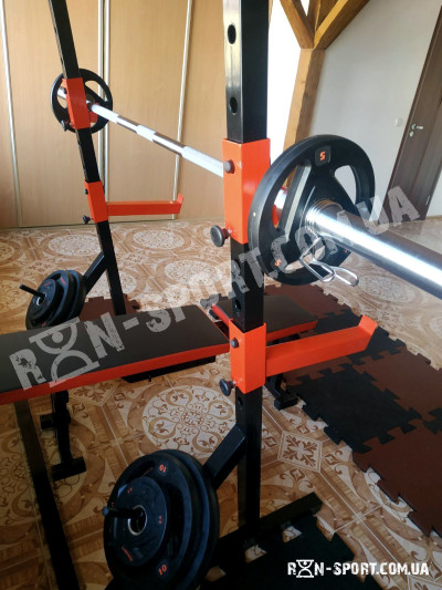 Стойка силовая с турником + Скамья для жима PROF Powertec RED