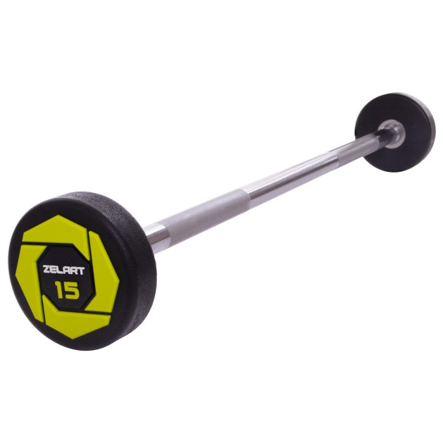 Штанга фиксированная прямая полиуретановая Urethane Barbell Zelart TA-2689-15 15кг