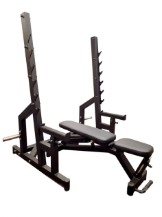 Скамья Black Rock + Стойки Black Rock + Набор металлических обрезиненных дисков 120 кг