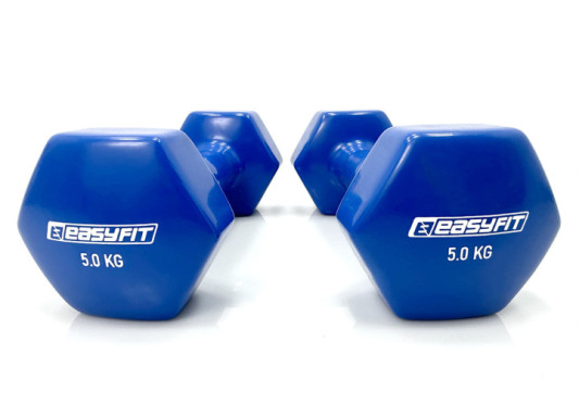 Гантель для фитнеса 5.0 кг EasyFit с виниловым покрытием синий