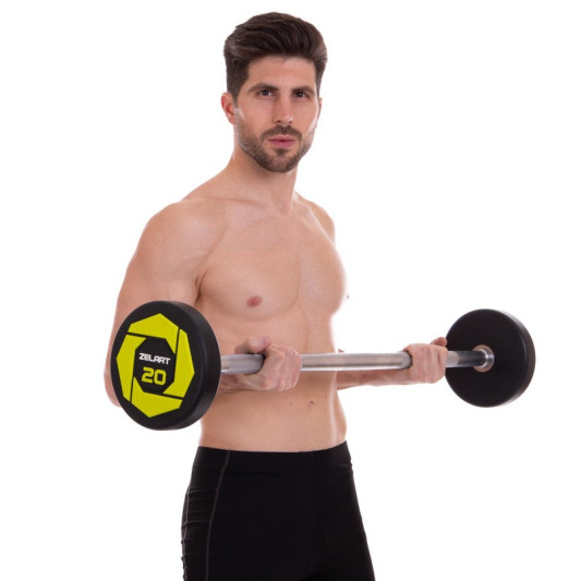 Штанга фиксированная прямая полиуретановая Urethane Barbell Zelart TA-2689-20 20кг