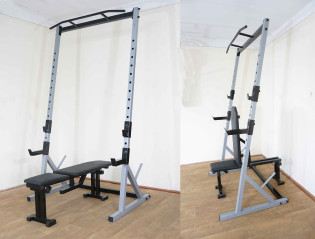 Стійка силова з турніком + Лавка для жиму Powertec GREY