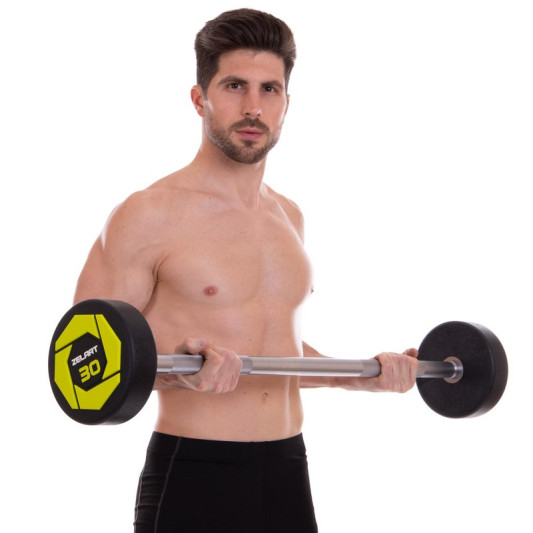 Штанга фиксированная прямая полиуретановая Urethane Barbell Zelart TA-2689-30 30кг