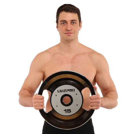 ББлини диски сталеві 2 Handle металева втулка LiveUp LP8338-15 ø51мм 15кг сірий