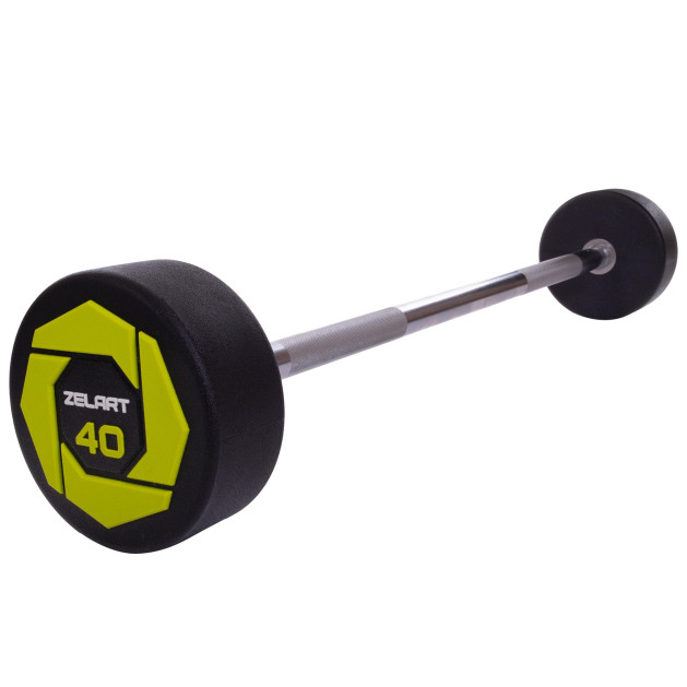 Штанга фиксированная прямая полиуретановая Urethane Barbell Zelart TA-2689-40 40кг