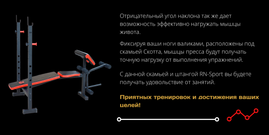 Скамья для жима ReadMeBlack + Штанга металлическая 83 кг, гриф W, гантели RN-Sport