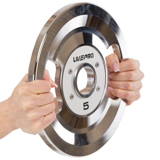 Блини диски сталеві 2 Handle металева втулка LiveUp LP8338-5 ø51мм 5кг сірий