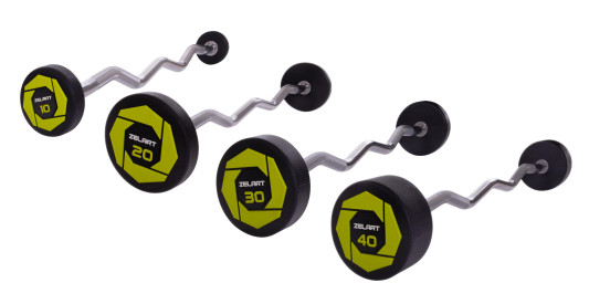 Набор штанг фиксированных изогнутых полиуретановых Urethane Barbell 10 кг, 20 кг, 30 кг, 40 кг