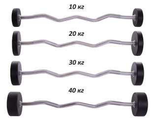 Набір штанг фіксованих вигнутих поліуретанових Urethane Barbell 10 кг, 20 кг, 30 кг, 40 кг
