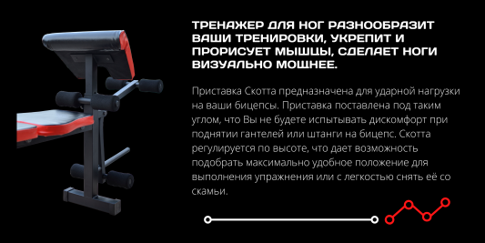 Скамья с приставкой Скота ReadMeBlack + 125 кг дисков + 4 грифа RN-Sport
