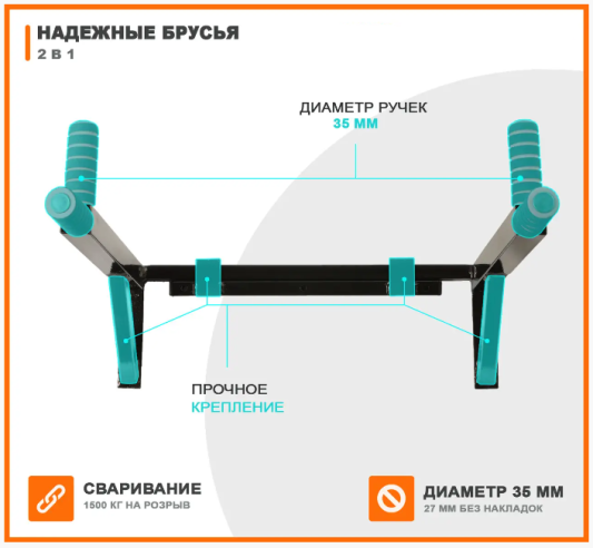 Брусья с подлокотниками и спинкой на шведскую стенку 2 в 1