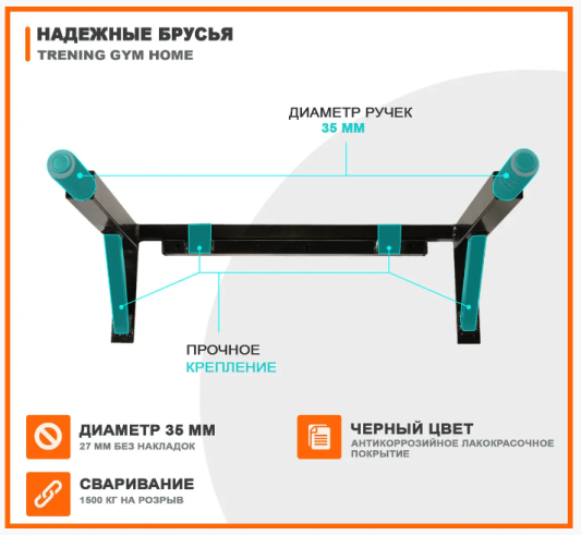 Съемные брусья на шведскую стену Trening Gym Home
