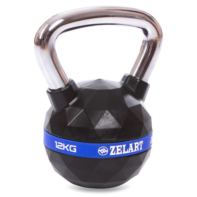Гиря PU з хромованою ручкою Кросфіт Zelart FI-1973-12 12 кг