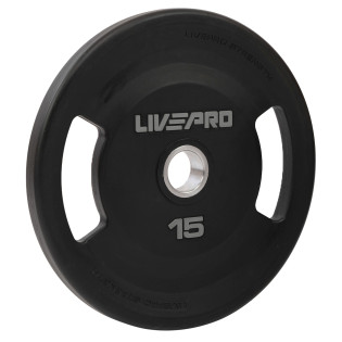 Блини диски поліуретанові 2 Handle металева втулка LiveUp LP8337-15 ø51мм 15кг чорний