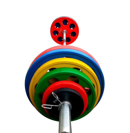 Штанга прогумована з кольоровими дисками на 185 кг RN-Sport