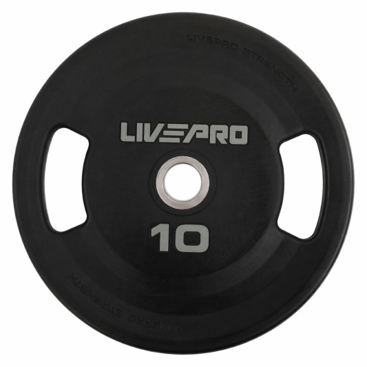 Блини диски поліуретанові 2 Handle металева втулка LiveUp LP8337-10 ø51мм 10кг чорний