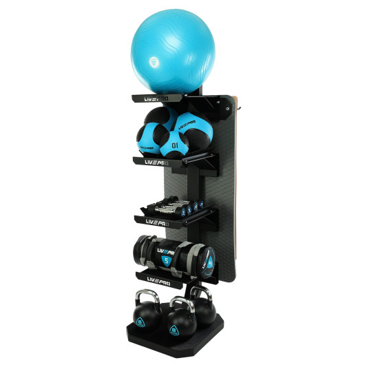 Стеллаж модульный для инвентаря кроссфит STORAGE RACK LiveUp LP8875 55x60x180 см черный