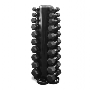 Гантелі шестигранні зі стійкою ряд 1-10 кг Rubber Hexagon Dumbbell