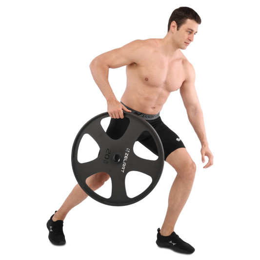 Млинці диски сталеві для станової тяги Deadlift Pulling Weight Plates Zelart TA-6961-20 20кг чорний