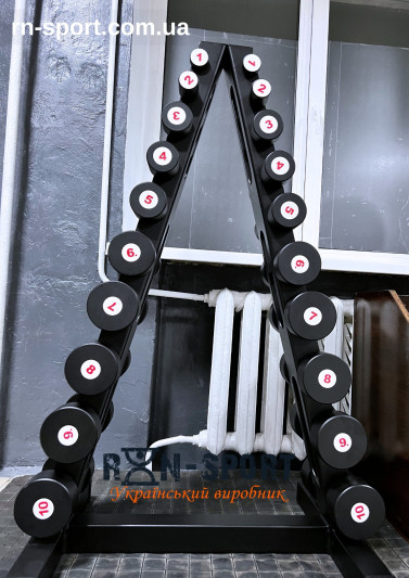 Гантельный ряд RN-Sport BLACK 1-10 кг со стойкой