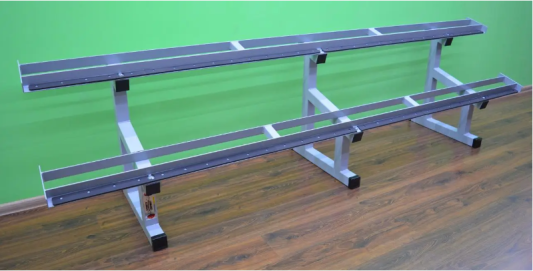 Стеллаж для гантелей (2 яруса по 3 метра, обрезиненный)