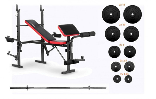 Комплект Скамья для жима EverTop + штанга RN-Sport 75 кг 