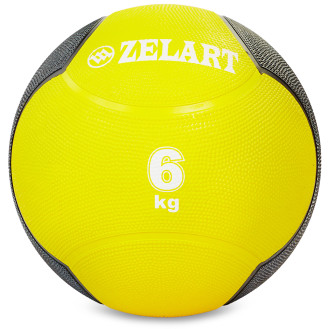 Медбол для тренувань Medicine Ball FI-5121-6 6 кг жовтий-чорний