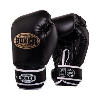 Рукавички боксерські BOXER 8 oz шкірвініл 0.6 мм чорний