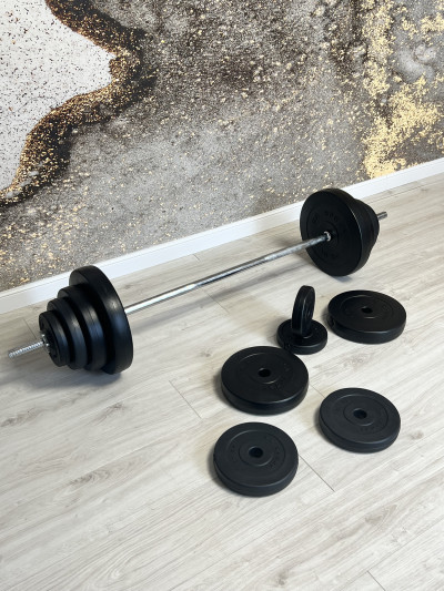 Скамья для жима с тягой и тренажерами + штанга 83 кг RN-Sport