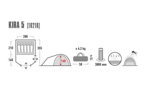 Намет High Peak Kira 5 Dark Grey/Red