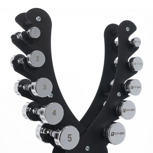 Гантельний ряд Fit-On Chrome Stand X 1-10 кг (110кг)